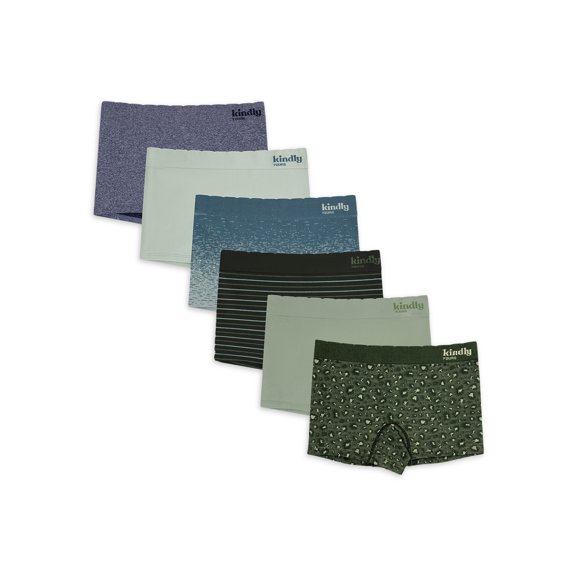 KINDLY Nylon Polyester Spandex Seamless Boy Shorts Panty (Women's) 6 Pack
