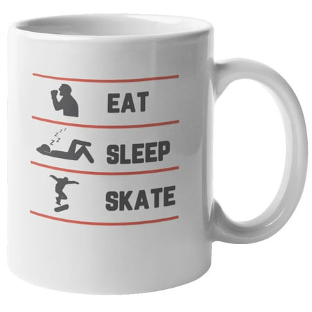 

Eat Sleep Skate Skateboard Coffee & Tea Mug for Skater Men & Women (11oz)