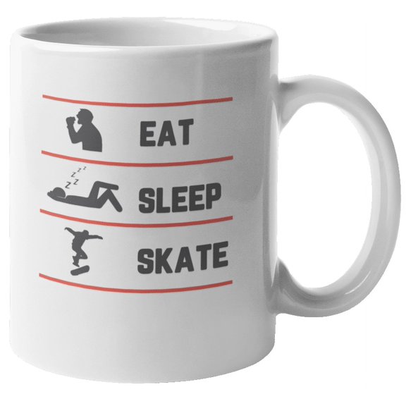 Eat Sleep Skate Skateboard Coffee & Tea Mug for Skater Men & Women (11oz)
