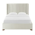 thumbnail image 5 of Full Size Modern Design Bed Frame, Upholstered Platform Bed Frame with Corduroy Headboard and Wooden Slats Support, No Box Spring Needed, White, 5 of 7