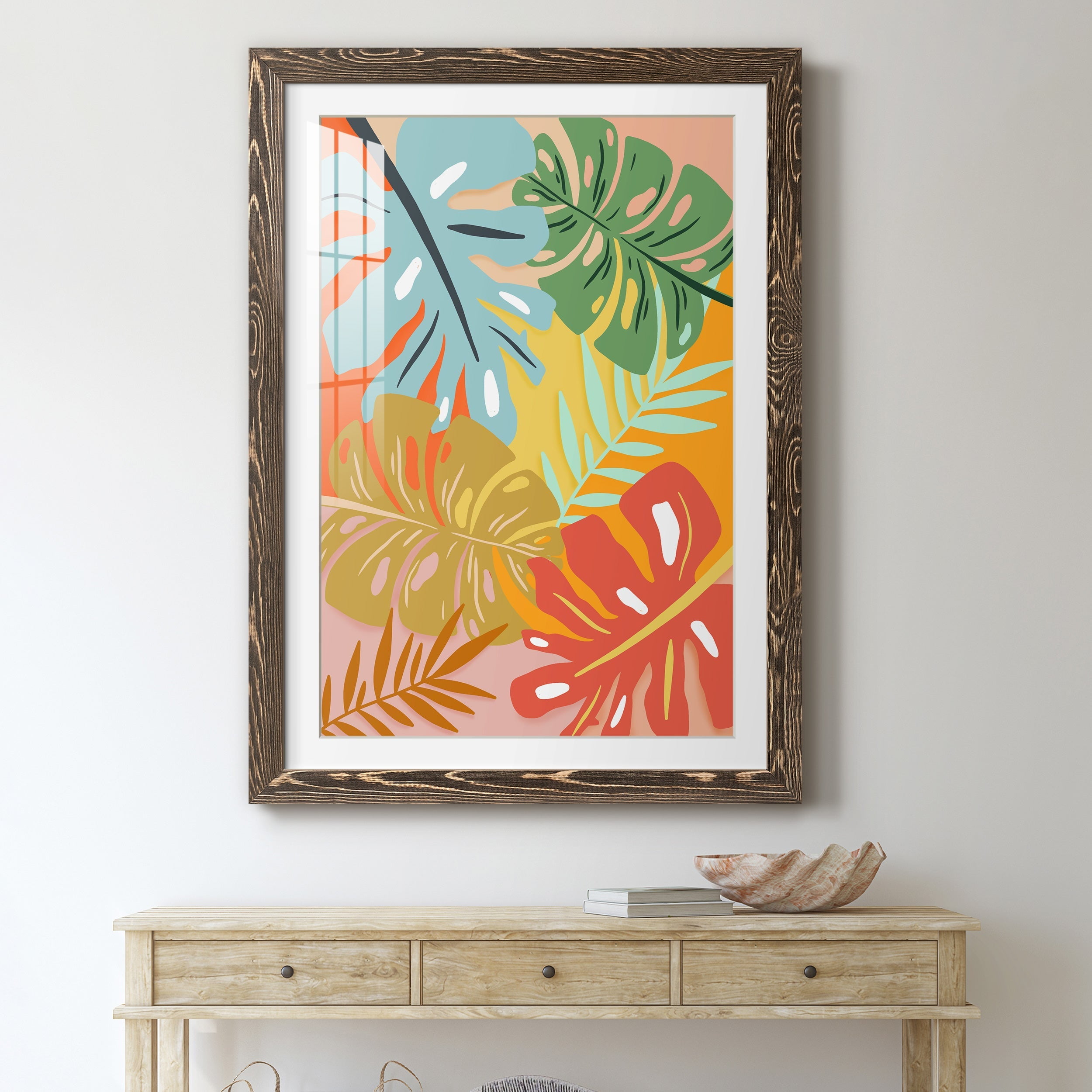 Tropical Foliage I - Premium Framed Print - Distressed Barnwood Frame - Ready to Hang