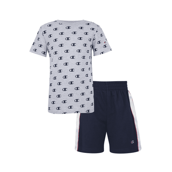 Champion  Little Boys Boys 2-Pc. Logo T-Shirt & Mesh Shorts Set Size 4 Gray