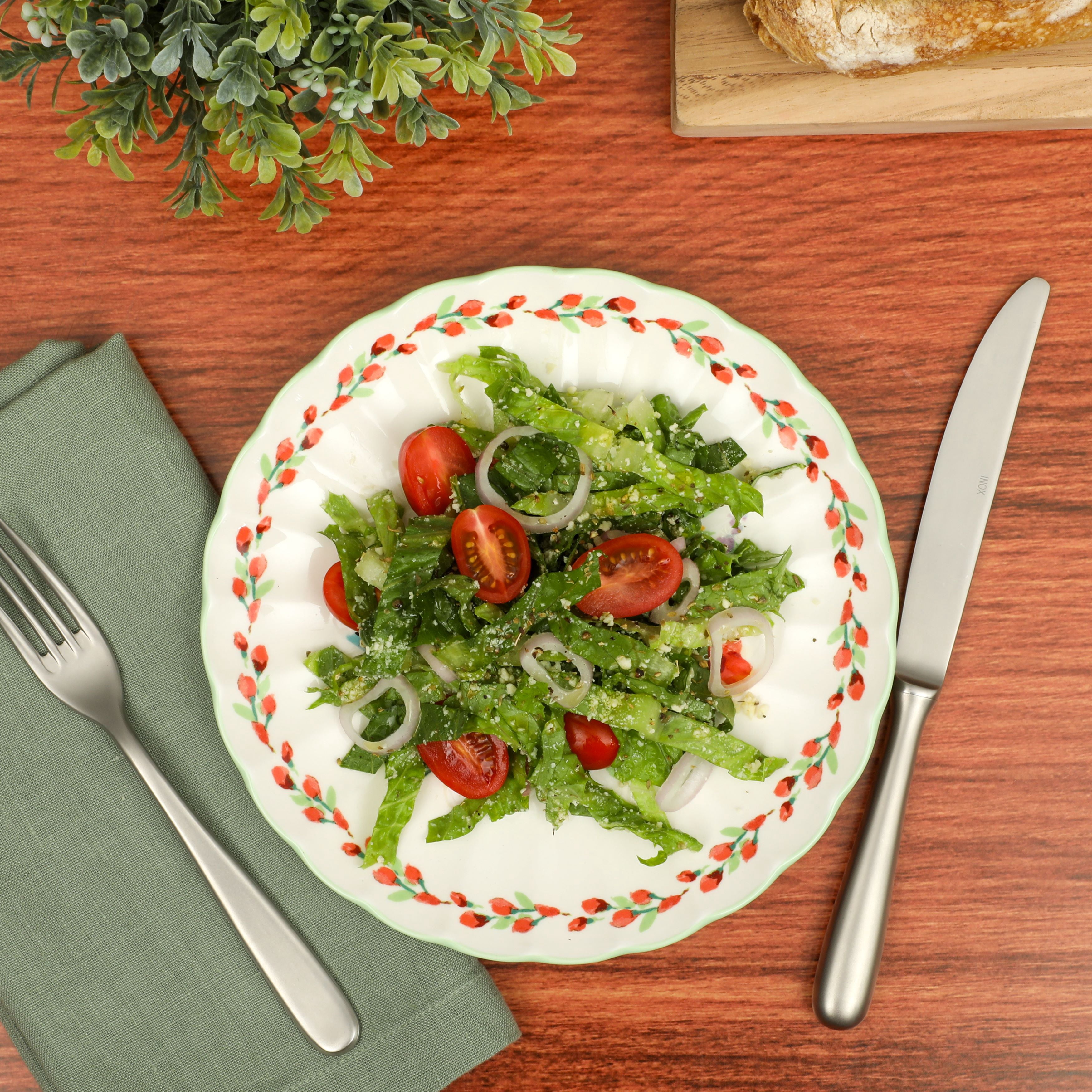 The Pioneer Woman Painted Meadows 8.46-inch Green Floral Ceramic Salad Plate