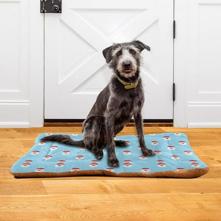 Iauyy 18x24inch Washable Dog Bed Mats 4cm Thick Comfort Pet Bed with Non-Slip Bottom for Crates Indoors & Outdoors - Puppy Essentials Santa Claus Is Adorable