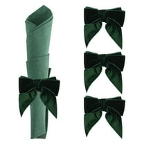 Uxcell Napkin Rings Bow, Velvet Napkin Holder Ring Decor for Table Setting Green