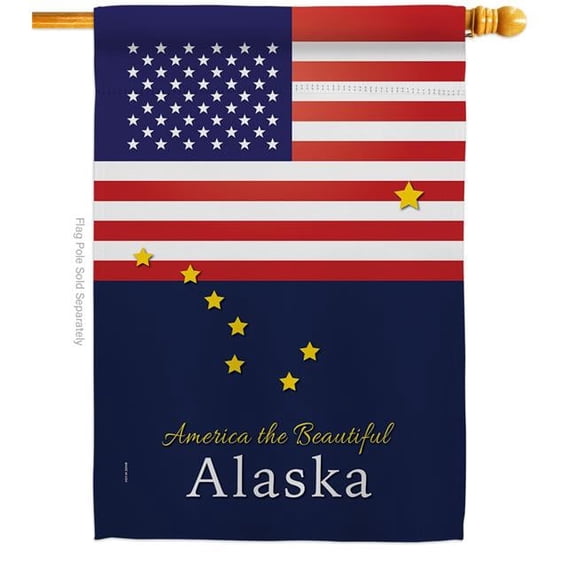 Americana Home & Garden H140553-BO 28 x 40 in. USA Alaska American State Vertical House Flag with Double-Sided Decorative Banner Garden Yard Gift