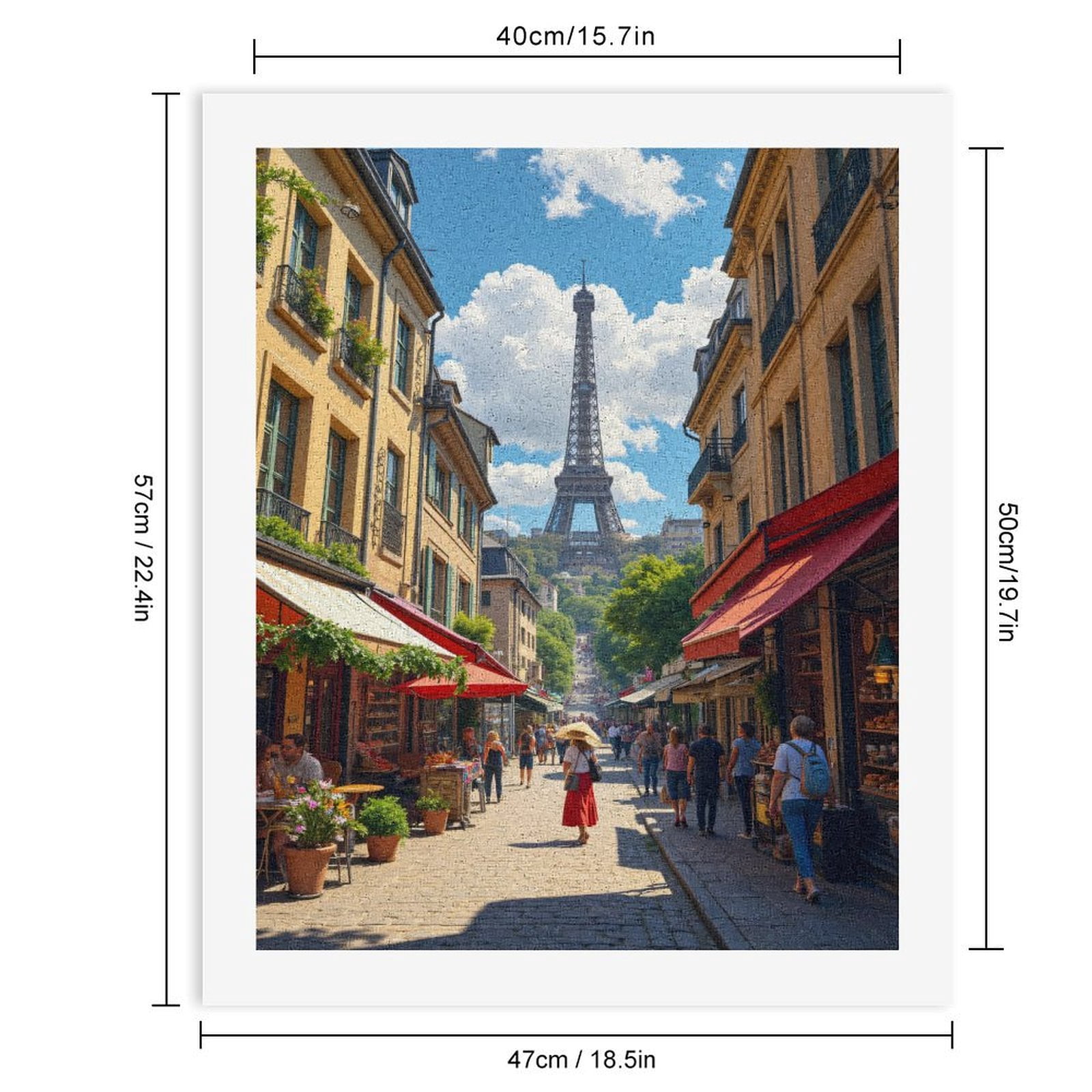 Paint by Numbers Kit for Adults, Eiffel Tower Street View Paris Summer Paint by Numbers, Easy Paint by Numbers Kit for Adults Beginner, DIY Adult Paint by Number Kits on Canvas, Home Decor