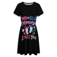 thumbnail image 4 of Pink Or Blue Mommy Loves You Sundress Short Sleeve Dress Summer Women Clothes Dress for Women Dresses, 4 of 7