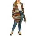 thumbnail image 2 of Agnes Orinda Women's Plus Size Boho Long Sleeve Open Front Sweater Long Cardigan 2X Brown, 2 of 8