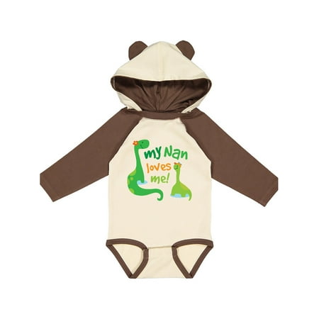 

Inktastic My Nan Loves Me Grandson Dinosaur Gift Baby Boy Long Sleeve Bodysuit