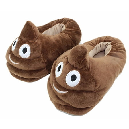 Cute Poop Emoji Slippers Plush Cotton Comfortable Indoor Bedroom Shoe (One Size) New