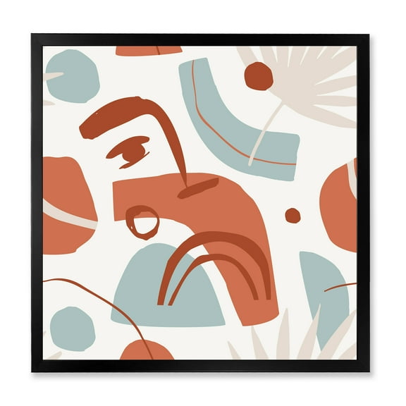 Designart 'Tropical Palm Leaves With Geometrical Shapes' Modern Framed Art Print