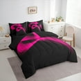 thumbnail image 3 of Manfei Pink Black Twin Bedding Sets 7pcs, Modern Abstract Art Bedding Comforter Set, Geometric Line Stripe Sheet Sets, Super Cozy Room Decor, 3 of 8