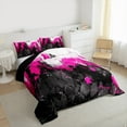 thumbnail image 3 of Manfei Abstract Marble Bedding Comforter Set 2pcs, Black Hot Pink White Twin Comforter Sets, Modern Watercolor Marbling Bedding Set, Ultra Soft Home Decor, 3 of 8