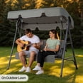 thumbnail image 6 of Ktaxon 3-Person Porch Swing with Stand, Outdoor Swing Chair with Adjustable Canopy & Cushion, Gray, 6 of 7