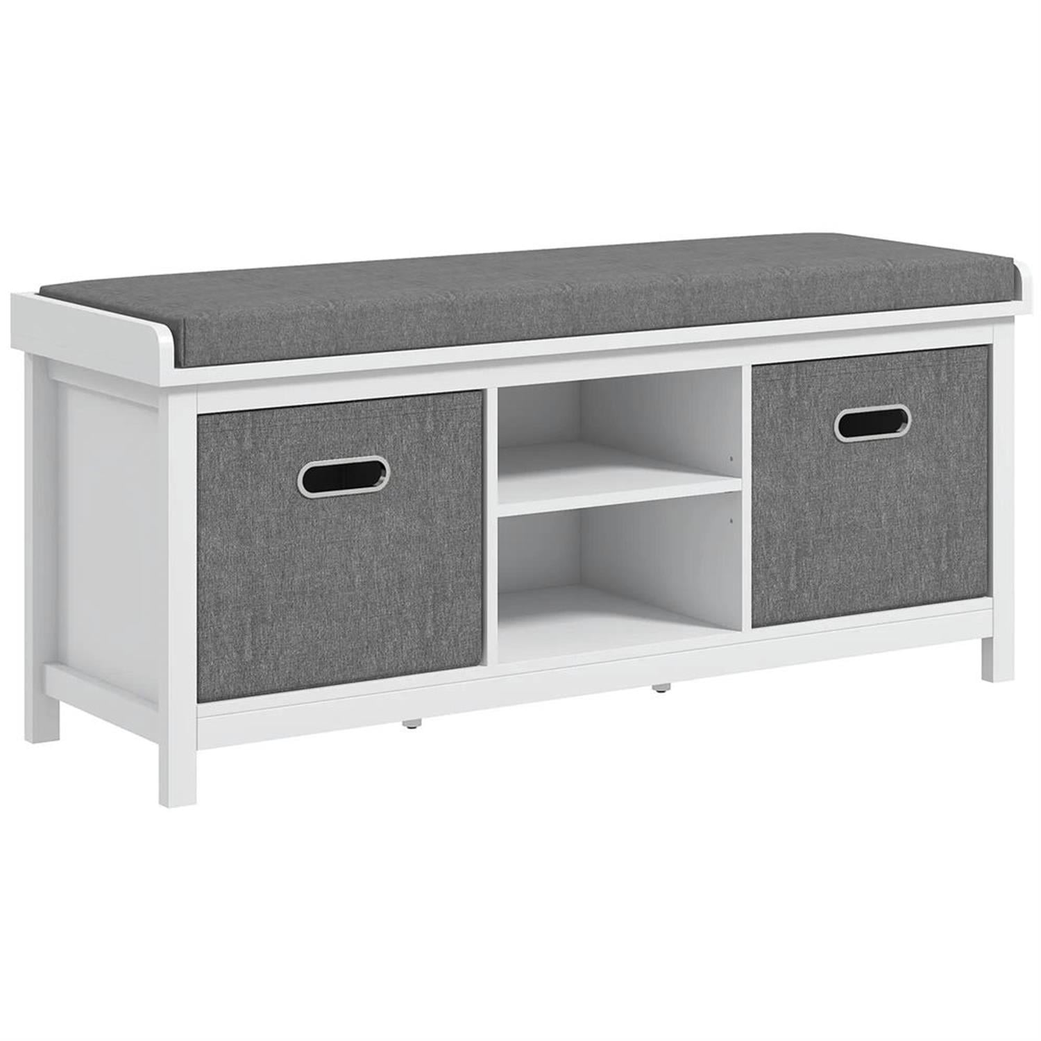 Demi Bonn 41" Oversized Shoe Bench with Cozy Seat, Entryway Bench with 2 Storage Drawers & Adjustable Shelf for Hallway & Living Room, White