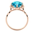 thumbnail image 7 of Blue Topaz 2.25 ctw Ring with Diamonds 14K Rose Gold Flower Leaves Halo, 7 of 7