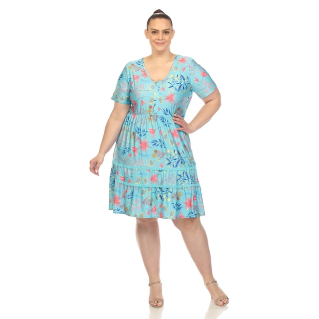 White Mark Robe à Manches Courtes à Fleurs pour Femmes
