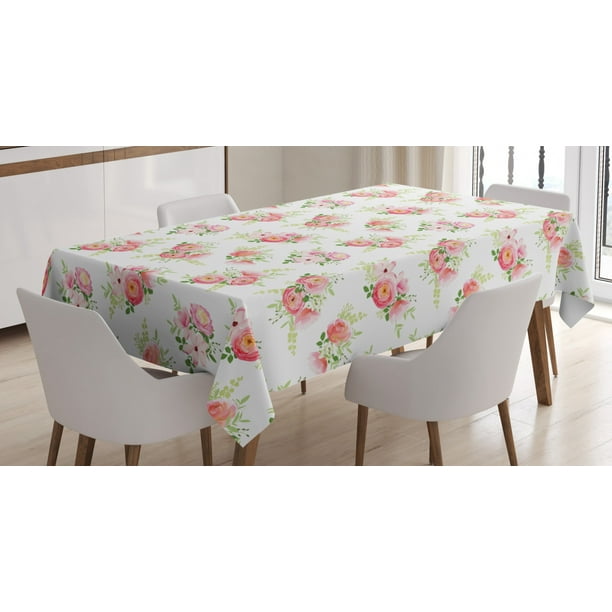 Shabby Chic Tablecloth Nostalgic Elegance Themed Bunch Of Magnolia Buds Rococo Poetic Fresh Nature Art Rectangular Table Cover For Dining Room Kitchen 52 X 70 Inches Pink Green By Ambesonne Com Shabby Chic Tablecloth Nostalgic, Shabby Chic Round Tablecloth