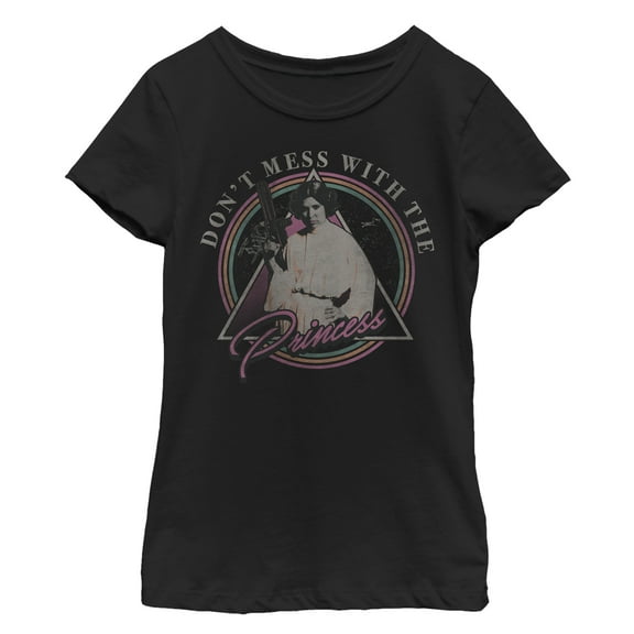 Girl's Star Wars Don't Mess with Princess Retro  Graphic Tee Black X Small