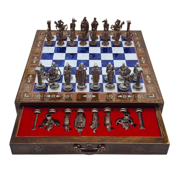Juego de ajedrez INTERIART de 38 x 38 x 8 cm con piezas de metal del ejército británico