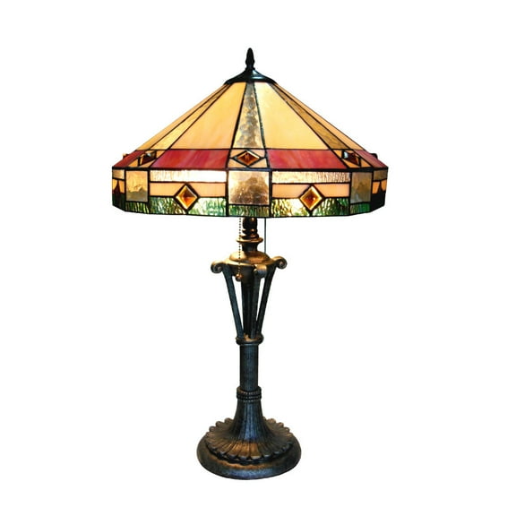 CHLOE Lighting RIDLEY Tiffany-style 2 Light Mission Table Lamp 18" Shade