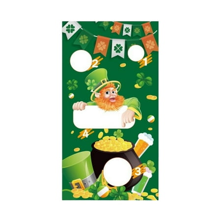 Toss Game Banner Background Decoration Hanging Banner Sandbag Toss Game for Holiday Family Game Backyard Green Hat