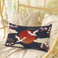 thumbnail image 4 of Japanese Style Pillow Covers, Linen Long Throw Pillow Case, Modern Cranes Cherry Flower Wave Red Blue Holiday Pillow Protector Decorative Cushion Cover for Living Room/Bedroom 12" x 20", 4 of 8