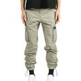 thumbnail image 3 of Jinhomg Woven Cargo Pants for Men Big and Tall Casual Solid Street Pants Lightweight Comfy Elastic Waisted Outdoor Sport Pants with Multi Pockets Winter Saving Beige XL, 3 of 10