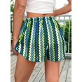 thumbnail image 6 of Womens Striped Hollow Out Loose Fit Tie Front Mesh Beach Shorts Casual Vacation Bottoms Green M, 6 of 7