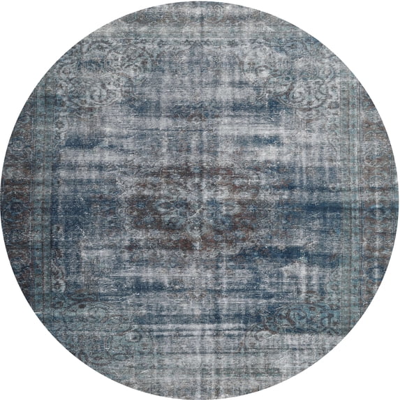 Ahgly Company Indoor Round Traditional Dark Gray Persian Area Rugs, 3' Round