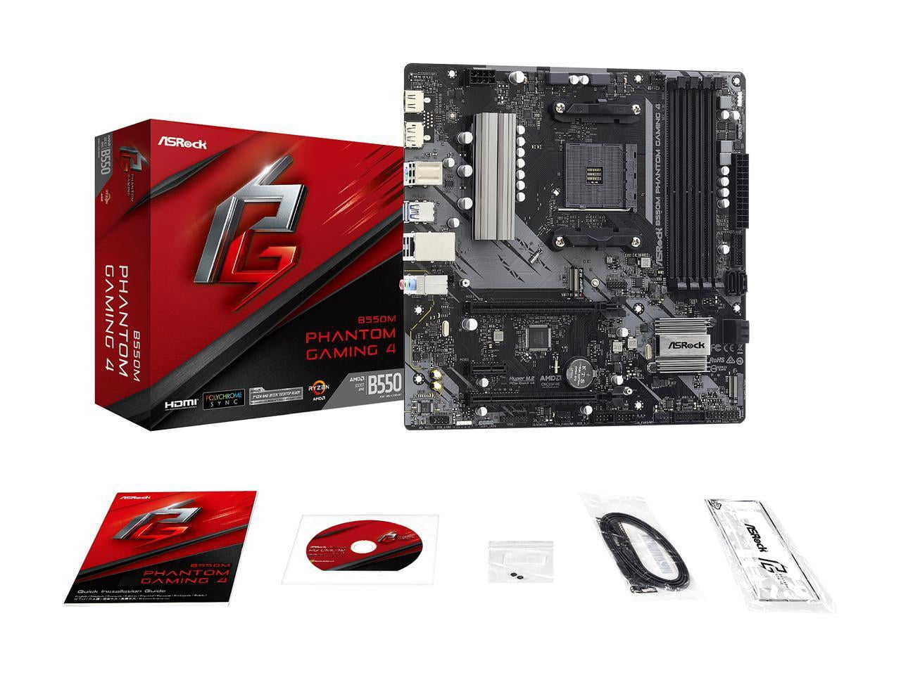 ASRock B550M Phantom Gaming 4 AM4 AMD B550 SATA 6Gb/s Micro ATX AMD Motherboard