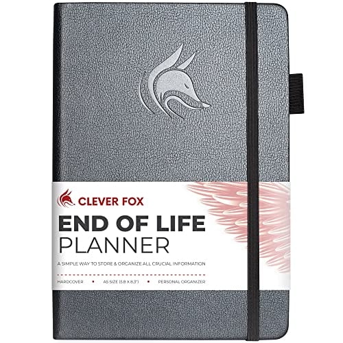 Planificador de fin de vida Clever Fox Cuaderno de arreglos finales Tapa dura tamaño A5 plata y negro