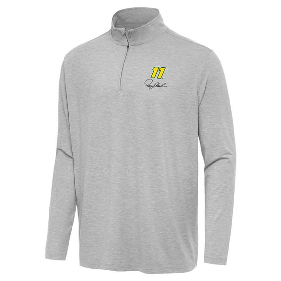 Men's Antigua  Heather Gray Denny Hamlin Hunk Quarter-Zip Top