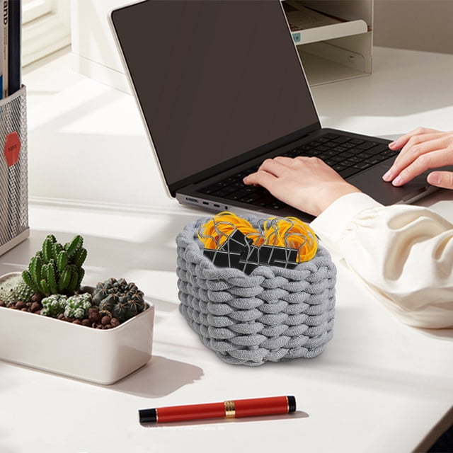 BAOPAI Practical Multipurpose Cotton Desktop Storage Basket Organizer for Keys Remotes Cosmetics and Personal Care Items Home and Office Use