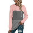 thumbnail image 5 of Fesfesfes Women Hooded Casual Patchwork Pullover Long Sleeve Hooded Drawstring Hoodies Blouse Tops Sweatshirt Clearance Under $10, 5 of 6