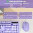 thumbnail image 4 of Wireless Keyboard and Mouse Combo - Retro Round Keycaps, Detachable Wrist Rest, Foldable Legs, 2.4GHz Full-Size Keyboard Purple, 4 of 7