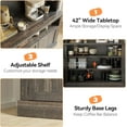 thumbnail image 4 of IdealHouse 72" Tall Coffee Bar Cabinet with LED Lights, Farmhouse Buffet Hutch with Storage, Microwave Stand & Wine Rack, Glass Shelf Kitchen Sideboard for Dining Room, Dark Oak, 4 of 6