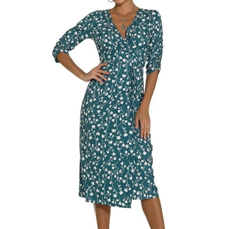 

Dress for Women 2022 White Dress Women Women Fashion Sexy Summer Casual Floral Print Short Sleeve V-Neck Mid-Calf Dress Prom Dresses Long Sleeve Dress Clearance 2023 Green XL