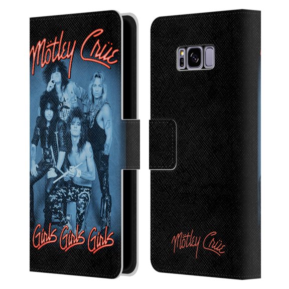 Head Case Designs Officially Licensed Motley Crue Key Art Girls Neon Leather Book Wallet Case Cover Compatible with Samsung Galaxy S8 / S8 Plus