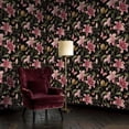 thumbnail image 6 of Magic Peel and Stick Wallpaper Pink Lilies Butterflies Snail Dark Floral Wall Mural 17.7in x 9.8ft Self Adhesive Removable Wall Paper Renter Friendly Wallpaper for Bedroom Kitchen Livingroom, 6 of 8