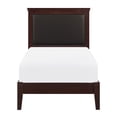 thumbnail image 2 of Newboti Furniture Classic Cherry Finish Twin Size Panel Bed Upholstered Headboard Wooden Bedroom Furniture 1Pc 0131, 2 of 6
