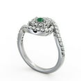 thumbnail image 2 of 0.70 Ct Beautiful Halo Round Cut Emerald Gemstone Natural Diamond Ring for Women 14K White Gold Size 10.5, 2 of 7