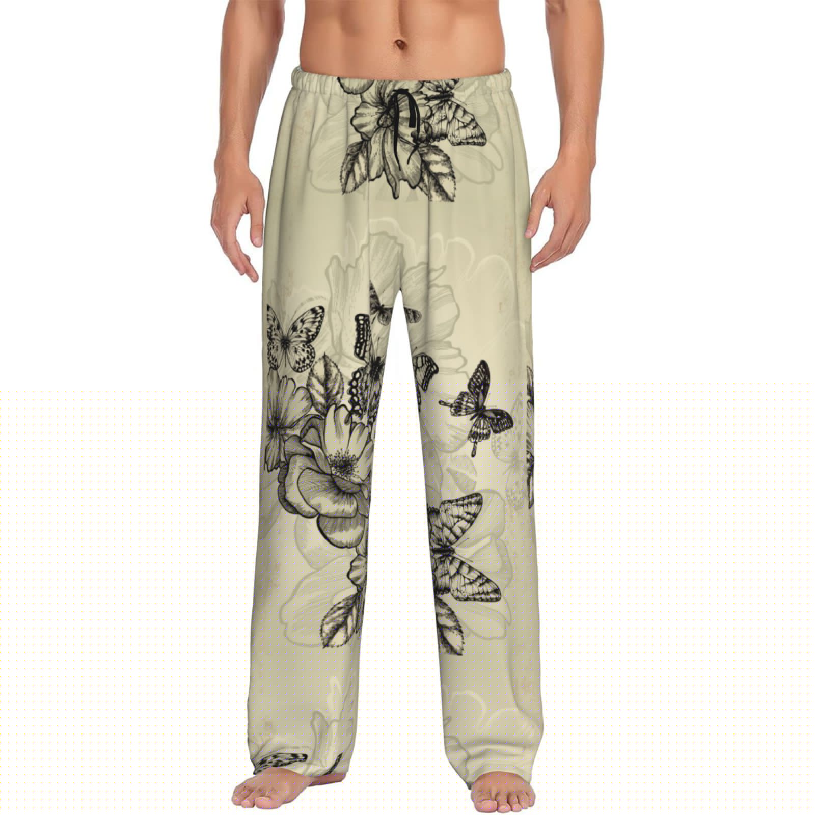 thumbnail image 2 of Picia Vintage Floral Mens Soft Woven Cotton Elastic Waistband Sleep Pajama Pant Lounge Sleep Pant With Pockets And Drawstring-Small, 2 of 9