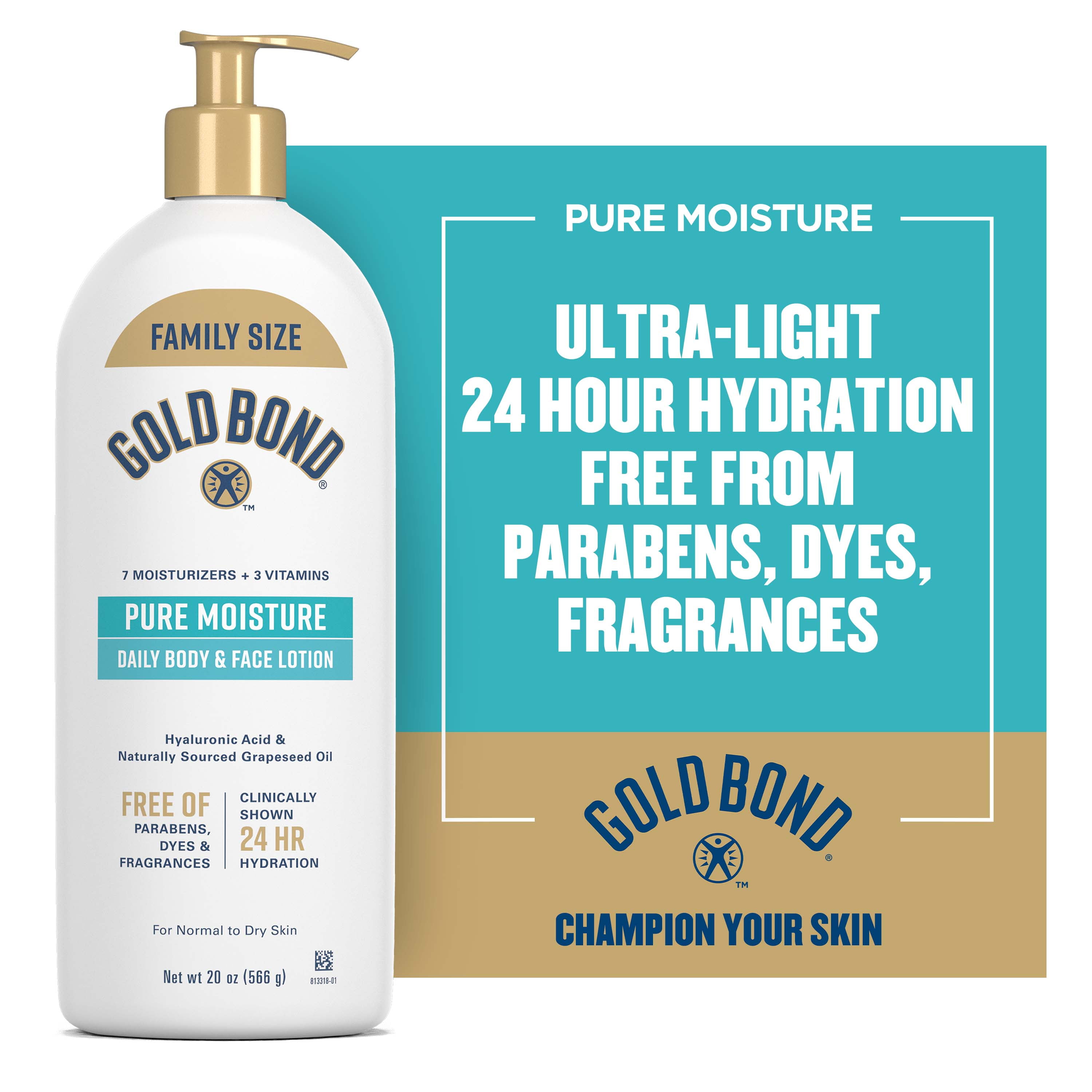 Gold Bond Pure Moisture Lotion, 20 oz., Ultra-lightweight Daily Lotion