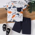 thumbnail image 2 of eczipvz Boy Clothes 3t Toddler Baby Boy Clothes Boys Summer Outfits Dinosaur T-Shirt & Shorts Set(Navy,5-6 Years), 2 of 9