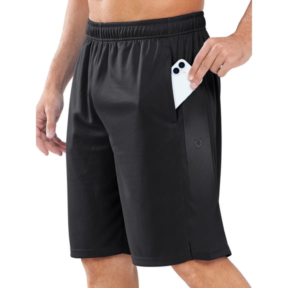 NORTHYARD Men's 10" Athletic Shorts Mesh Basketball Shorts with Zipper Pockets Gym Lightweight Quick Dry Black L