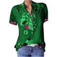 thumbnail image 1 of MSJUHEG Hauts pour Femmes Grande Taille Blouse Imprimée avec Poche Manches Courtes Vert m, 1 of 5