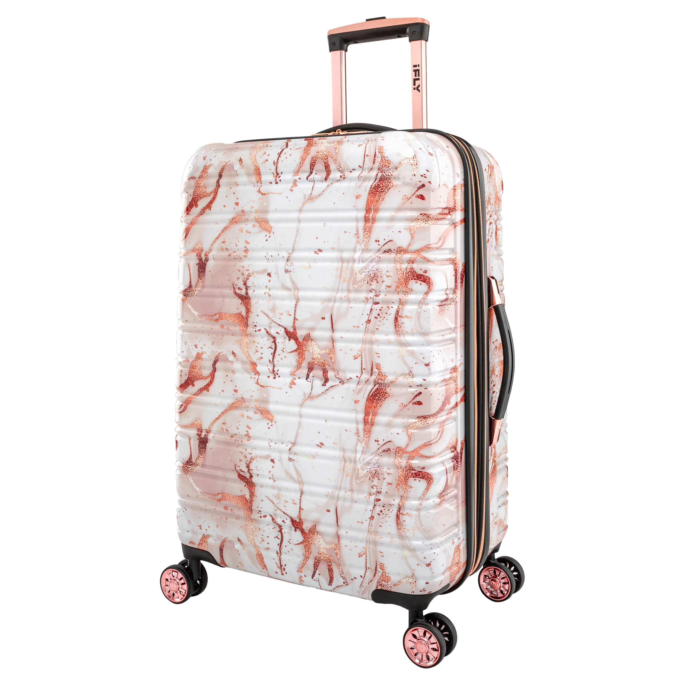 Rose Gold Marble Palms Travel Suitcase Protector Zipper Suitcase Cover Elastic