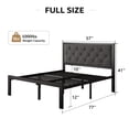 thumbnail image 3 of Einhomn Full Size Platform Bed Frame with Linen Upholstered Headboard, 12" Underbed Space, Metal Slat Supported, 3 of 9
